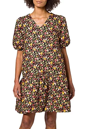YAS Kobieta Sukienki Dzienne - Damska sukienka rosalia Ss Padded Dress-Ma, Black/Aop:rosalia Aop, L