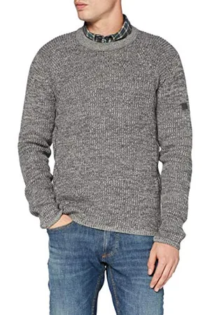 Camel Active Męski Sweter 4095074K0707, Szary Heather Grey, S
