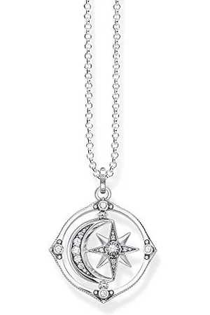 Thomas Sabo Damski naszyjnik z wisiorkiem, gwiazda i księżyc, 70 cm, 70cm, szterlingowe, Nie dotyczy