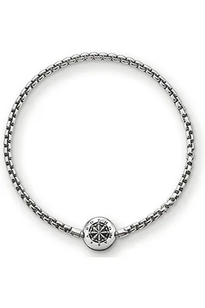 Thomas Sabo Bransoletka Unisex Karma Beads Srebro Wysokiej Próby 925 Czerniona Ka002-001-12, 17,00 cm, Srebro Szterlingowe, bez Kamienia