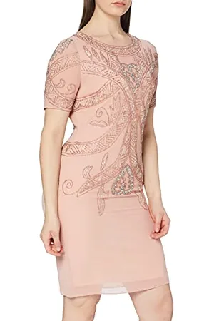 Frock and Frill Damska sukienka Fiona z krótkim rękawem zdobiona mini sukienka na imprezę, , 36 PL