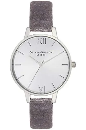 Olivia Burton Analogowy zegarek kwarcowy dla kobiet z szarym paskiem poliestrowym - OB16DE04, , Pasek.