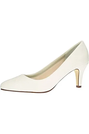 Rainbow Club Buty ślubne Brooke - czółenka /białe metaliczne tekstylia, , 37 eu