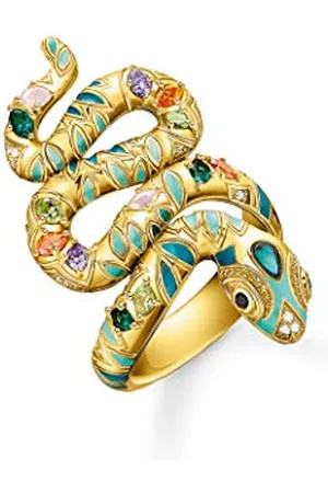 Thomas Sabo Damski pierścionek kolorowy wężyk 925 srebro szterlingowe 750 żółte pozłacane, zimna emalia TR2338-974-7 e Sterling-Srebro, 17.25, colore: , cod. TR2338-974-7-54