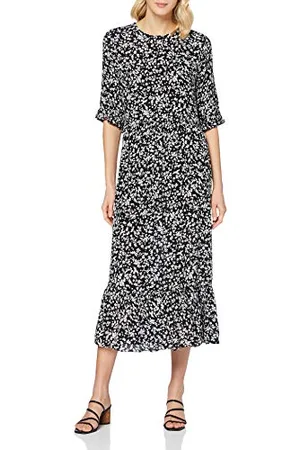 Miss Selfridge Damska czarna Ditsy Kwiatowy Midi Sukienka Codzienna, , 34 PL