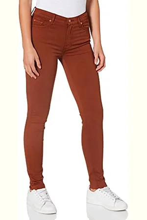 7 for all Mankind Damskie spodnie Hw Skinny Colored Slim Illusion with Raw Cut Cinnamon, , 26W / 30L