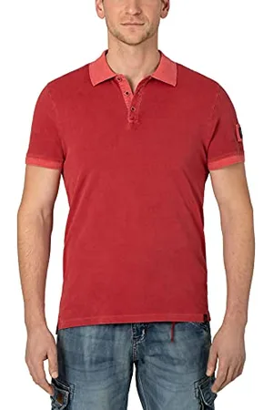 Timezone Męska koszulka polo w stylu vintage, szminka czerwona, M