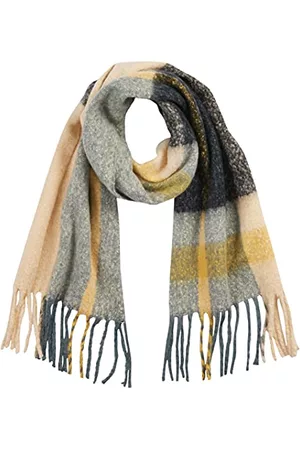 BESTSELLER Kobieta Grube - Damski szalik PCBEA Long Scarf NOOS BC, Trooper/AOP: Checked W Dawn-BLC-Ochre CP, rozmiar uniwersalny