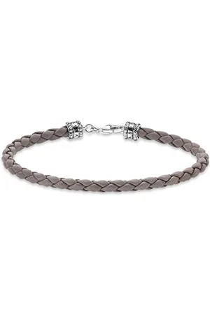 Thomas Sabo Bransoletka Biżuteria Unisex Skórzana Szara A2011-682-5, 17.00 cm, Srebro Szterlingowe, Cyrkonia Sześcienna