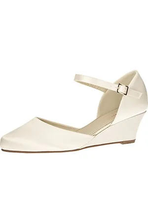 Rainbow Club Buty Mallory - Pumps Ivory Satin - rzemyk obcas klinowy, kość słoniowa - - 37 eu