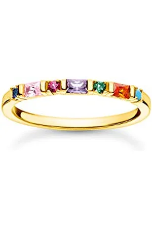 Thomas Sabo Damski pierścionek z kolorowymi kamieniami srebro próby 925, złoto żółte 18-karatowe złoto TR2348-488-7, 52, Metal, Cyrkonia