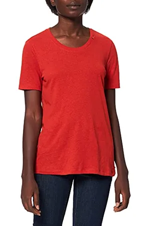 Scotch&Soda Damski okrągły dekolt z mieszanki lnu T-shirt, , L