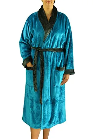 GÖZZE Gözze - Szlafrok unisex z szalowym kołnierzem, jedwabny w dotyku, 100% mikrofibra, 330 g/m², rozmiar S - , , S