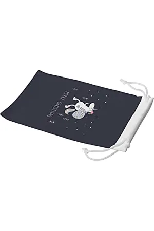 Bonamaison Etui na okulary z cyfrowym nadrukiem, etui na okulary przeciwsłoneczne, 100% bawełna, miękkie i smukłe, ochronne etui na okulary z zamknięciem na sznurek, 1 sztuka, 11 x 19 cm