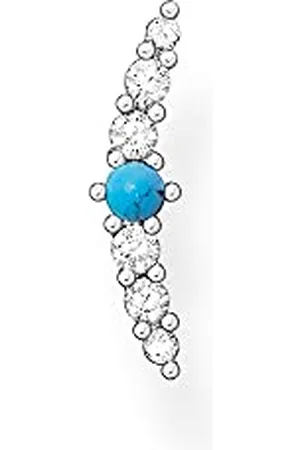 Thomas Sabo Damen Einzel Ohrstecker in länglicher Form mit Türkisen Stein 925er Sterlingsilber mit Zirkonia, H2182-405-17