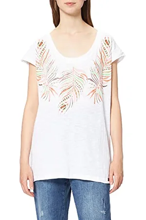 Timezone Damski t-shirt z piórami, Pure White, XS