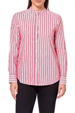 Brax Kobieta T-shirty ze Stójką - Damska bluzka Victoria Cotton Fringe Stripes paski bluzka damska ze stójką, czerwony (Summer Red), 40 PL