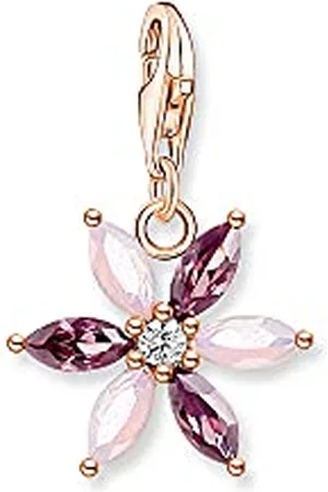 Thomas Sabo Sabo Damen Charm Anhänger Blume 925er Sterlingsilber 750er Roségold mit Zirkonia, 1874-323-7