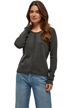 Minus Sweter damski New Laura Cardigan, ciemnoszary melanż, L
