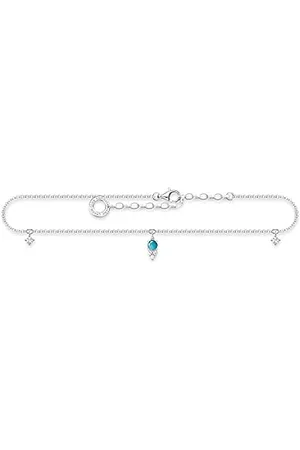 Thomas Sabo Sabo Damen Fußkette mit Türkisen Stein 925er Sterlingsilber mit Zirkonia, AK0026-405-17-L27V