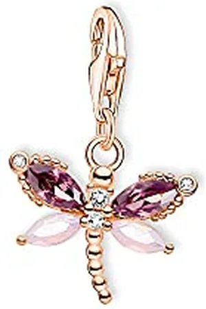 Thomas Sabo Sabo Damen Charm Anhänger Libelle 925er Sterlingsilber 750er Roségold mit Zirkonia, 1873-323-7