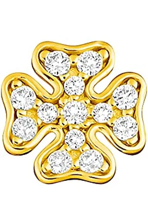 Thomas Sabo Damen Einzel Ohrstecker Kleeblatt mit Weißen Steinen 925er Sterlingsilber 750er Gelbgold Vergoldung mit Zirkonia, H2215-414-14