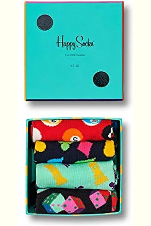 Happy Socks Game Night Gift Box, kolorowe i zabawne, Skarpety dla kobiet i mężczyzn, Zielony-Czerwony-Turkus 4 pary (36-40)