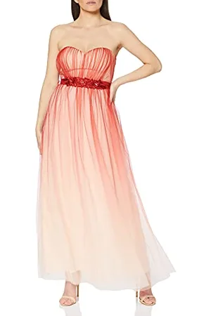 Little Mistress Damska sukienka maxi Carissa Grapefruit Floral Belt Party, , 38