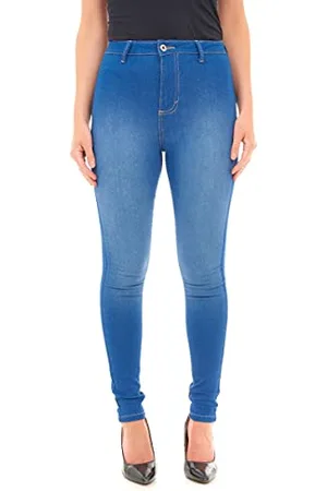 M17 Damskie dżinsy z wysokim stanem Skinny Fit Casual bawełniane spodnie z kieszeniami (16, czarne), , 52