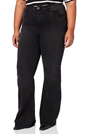 Urban classics Damskie dżinsy z wysokim stanem, slim fit, rozciągliwe denim, 5 kieszeni, szerokie rozkloszowane nogawki, w 4 kolorach, rozmiar od 26 do 34
