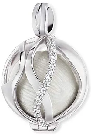 Engelsrufer Damen Anhänger Paradise aus Sterling Silber - mit austauschbarer Klangkugel XS - besetzt mit 19 weißen Zirkonia Steinen - Anhänger zum Öffnen - Größe: XS
