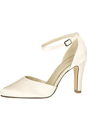 Rainbow Club Buty ślubne Dana - damskie, czółenka, satyna w kolorze kości słoniowej - rozmiar 40.5 (7.5 UK)