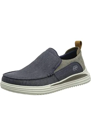 Skechers Męskie mokasyny Proven Evers Flat, Granatowe, sprane płótno, 45 EU