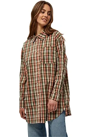 Minus Valina damska koszulka oversize, 9371 Sunbaked Checks, 36