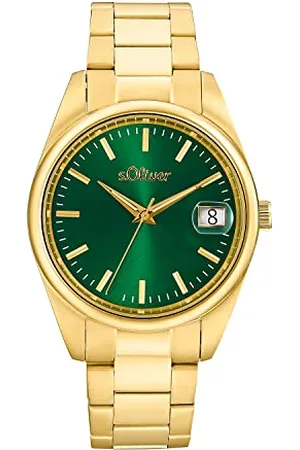 QS by s.Oliver Armbanduhr Herren Quarzuhr Analog, mit Edelstahl Armband, Gold, 5 bar Wasserdicht, Kommt in Uhren Geschenk Box, 2033530