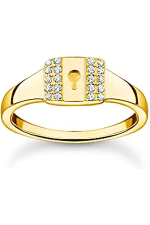 Thomas Sabo Pierścionek damski zamek w kolorze złotym TR2372-414-14, srebro wysokiej próby 925, cyrkonia sześcienna