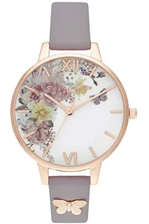 Olivia Burton Damski Enchanted Garden Ob16Eg129 Zegarek na Rękę, Szary/Złoty, Ø 34 mm