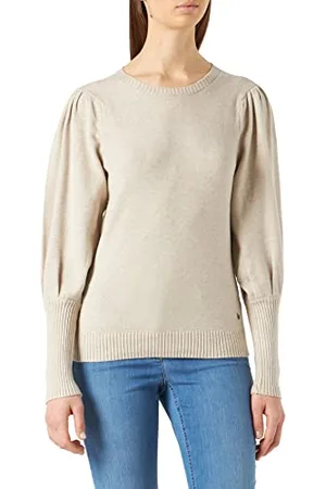 Cream Kremowy damski sweter z dzianiny Crdela, , duży