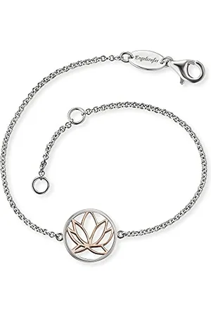 Engelsrufer Damen-Armband mit Lotus Blumen Motiv Anhänger, verziert mit plattiertem Roségold, aus 925er Sterling Silber, Karabinerverschluss, Länge: 19cm, ERB-LILLOTUS-BICOR