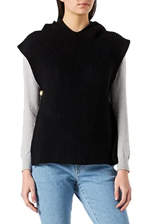 Cream Kremowy damski Croka z kapturem dzianinowy slipover sweter kamizelka, , XS/S