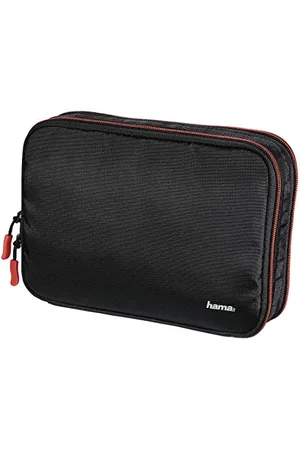 hama Organizer na akcesoria fotograficzne i elektroniczne Fancy L (dwukierunkowy zamek, 2 komory, polytex, rozmiar 22,5 x 7 x 16 cm, uchwyty na kable, kieszenie z siatki) czarny