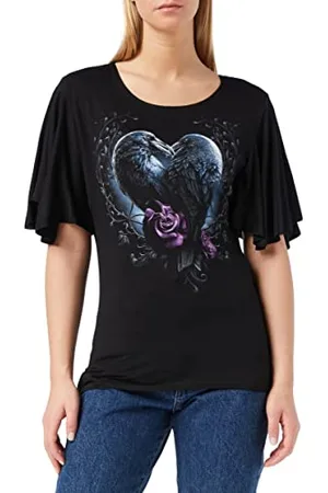 Spiral Raven Heart - Top z rękawem nietoperza na szyję w łódkę, , , XL