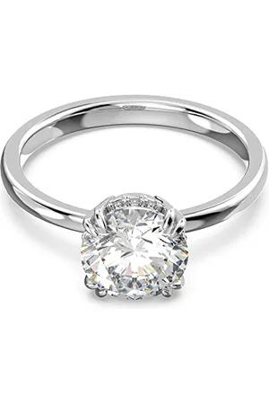 Swarovski Pierścionek koktajlowy Constella, Szlif princess, Biały, Powłoka z rodu