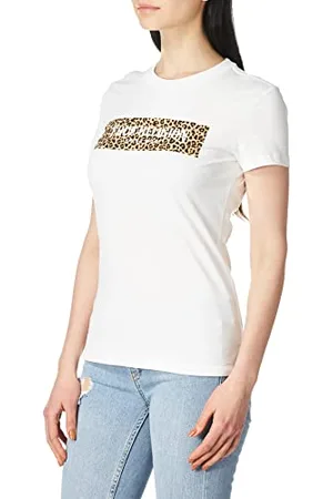 True Religion Damska koszulka w kształcie lamparta Block Slim Crew