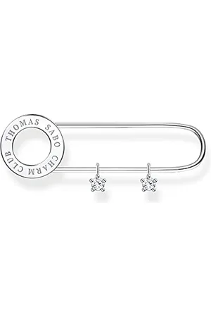 Thomas Sabo Sabo Brosche im Sicherheitsnadel-Stil aus 925er Sterlingsilber mit Weißen Steinen, Maße: 1,3cm x 4,3cm, X0279-225-14