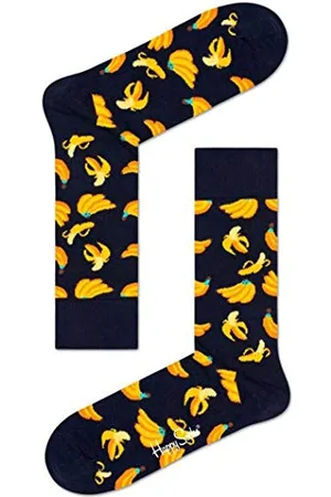 Happy Socks Banana Sock, kolorowe i zabawne, Skarpety dla kobiet i mężczyzn, Czarny-Żółty (41-46)