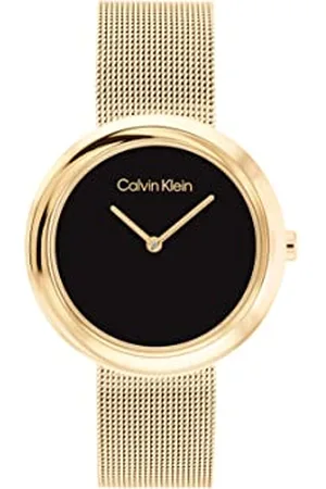 Calvin Klein Analogowy zegarek kwarcowy dla kobiet, kolekcja Twisted Bezel z siateczki ze stali nierdzewnej lub skórzanej bransoletki, , Nowoczesny