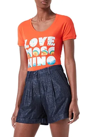 Moschino Szorty damskie z wysokim stanem z wiskozy Blend Lurex Chambray Casual, , 46 PL