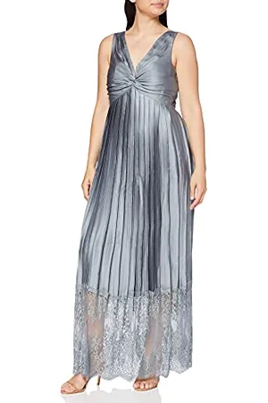 Little Mistress Damska szara koronkowa sukienka maxi, , 38 PL