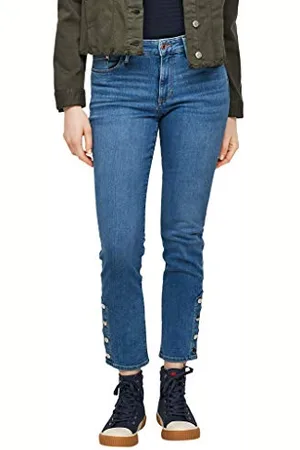 QS by s.Oliver Damski krój slim fit: dżinsy 7/8 z listwą guzikową, , 40W/Regularny